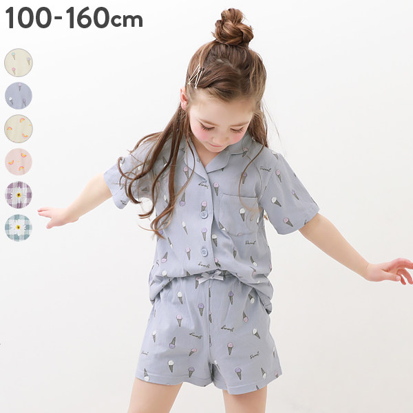现 日本代.购 夏季女童可爱薄款短袖睡衣家居服套装 100-160cm