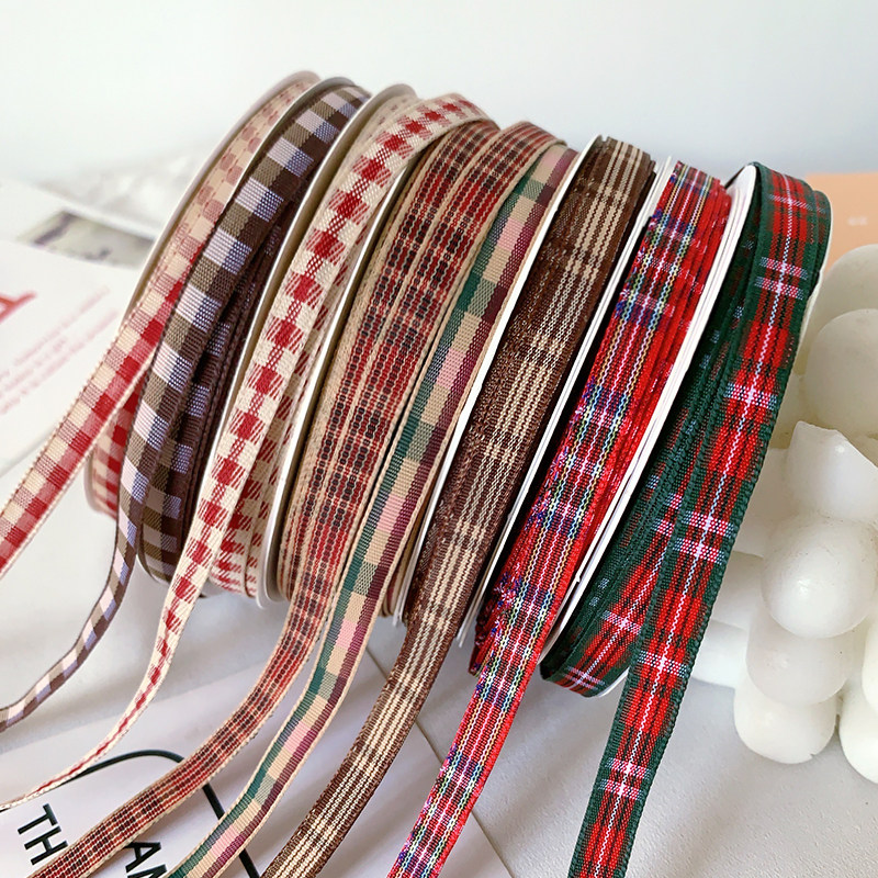6mm格子带丝带发饰辅料蝴蝶结礼盒包装缎带布带手工DIY制作织带