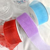 4cm透明丝带diy材料雪纱带缎带绸带礼品包装 发饰蛋糕花束彩带雪纺