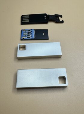 电脑U盘长款黑胶2.03.0体全金属外壳长形方孔壳可防水可激光打标