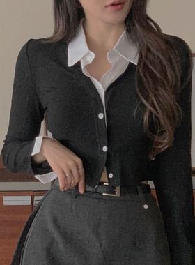 六1125韩国正品h-you--13717 针织衫区风格春季清新通勤端庄纯色