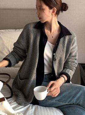 六1125韩国正品fin-leu-5470 针织衫区端庄纯色时装正品舒适冬款