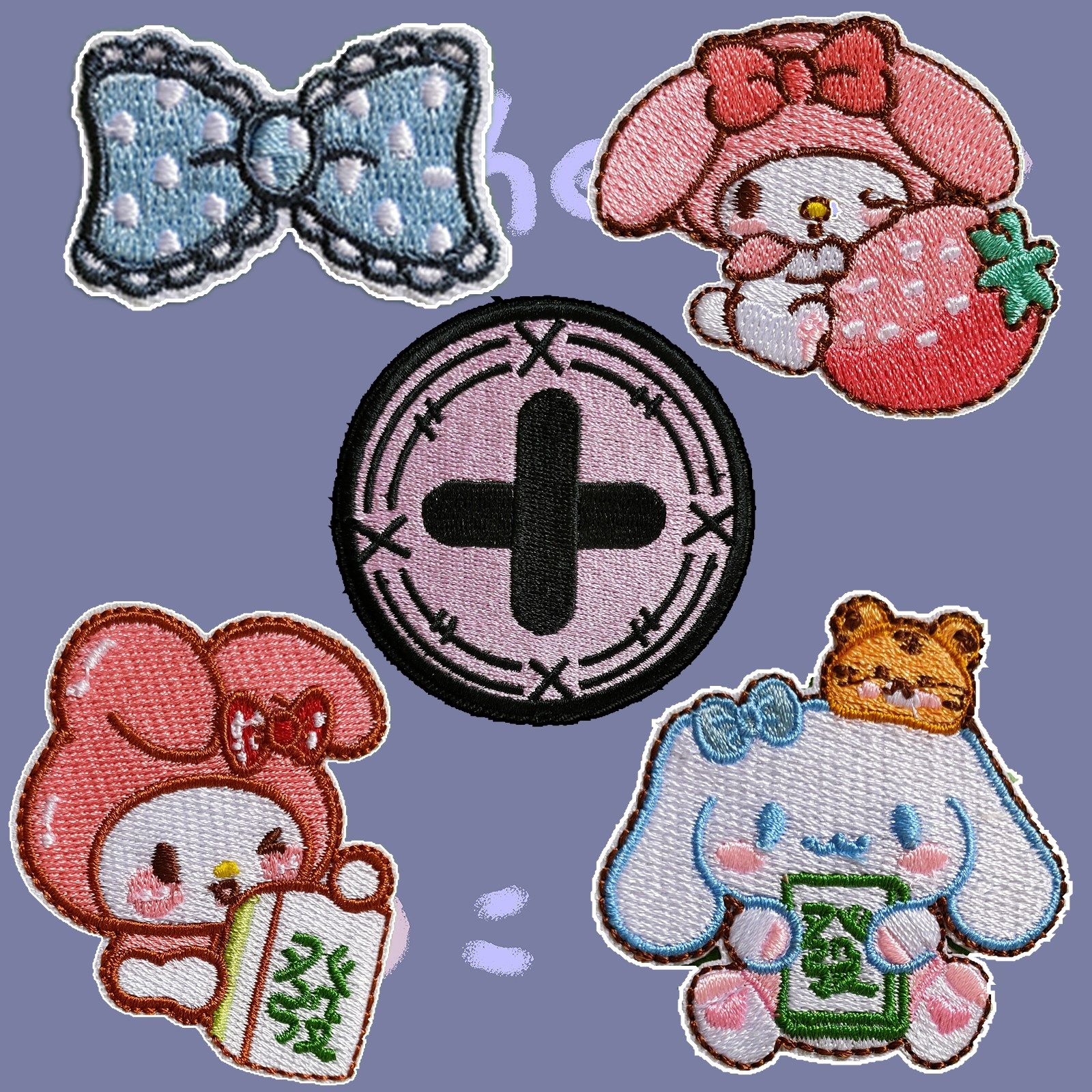 自粘款卡通蝴蝶结粉色美乐蒂玉桂狗圆形紫色十字架布贴衣服补丁贴,居家布艺,布贴,淘宝优惠券,粉丝福利购,淘宝优惠卷