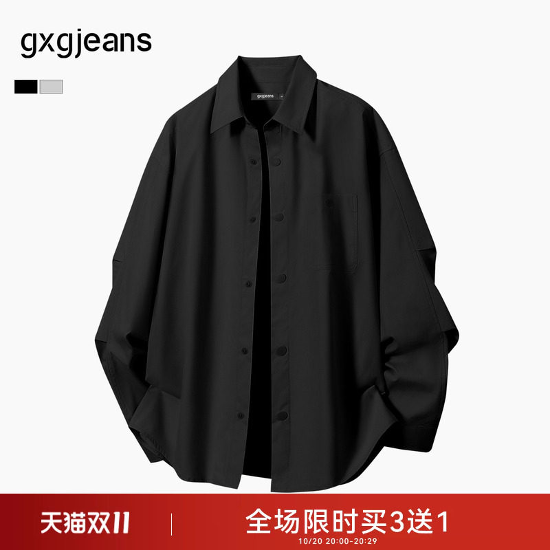 gxgjeans男装 多色基础纯色工装口袋设计宽松长袖衬衫26秋新品