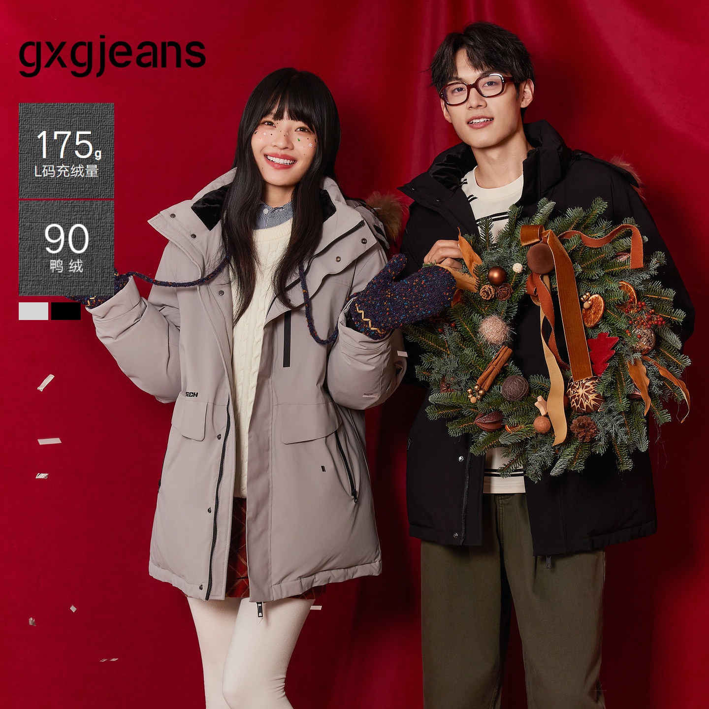 gxg.jeans男装 三防中长款工装户外貉子毛毛领派克服外套秋冬热销