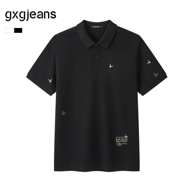 gxg.jeans男装 多色满身刺绣休闲时尚基础翻领短袖polo衫夏季热销
