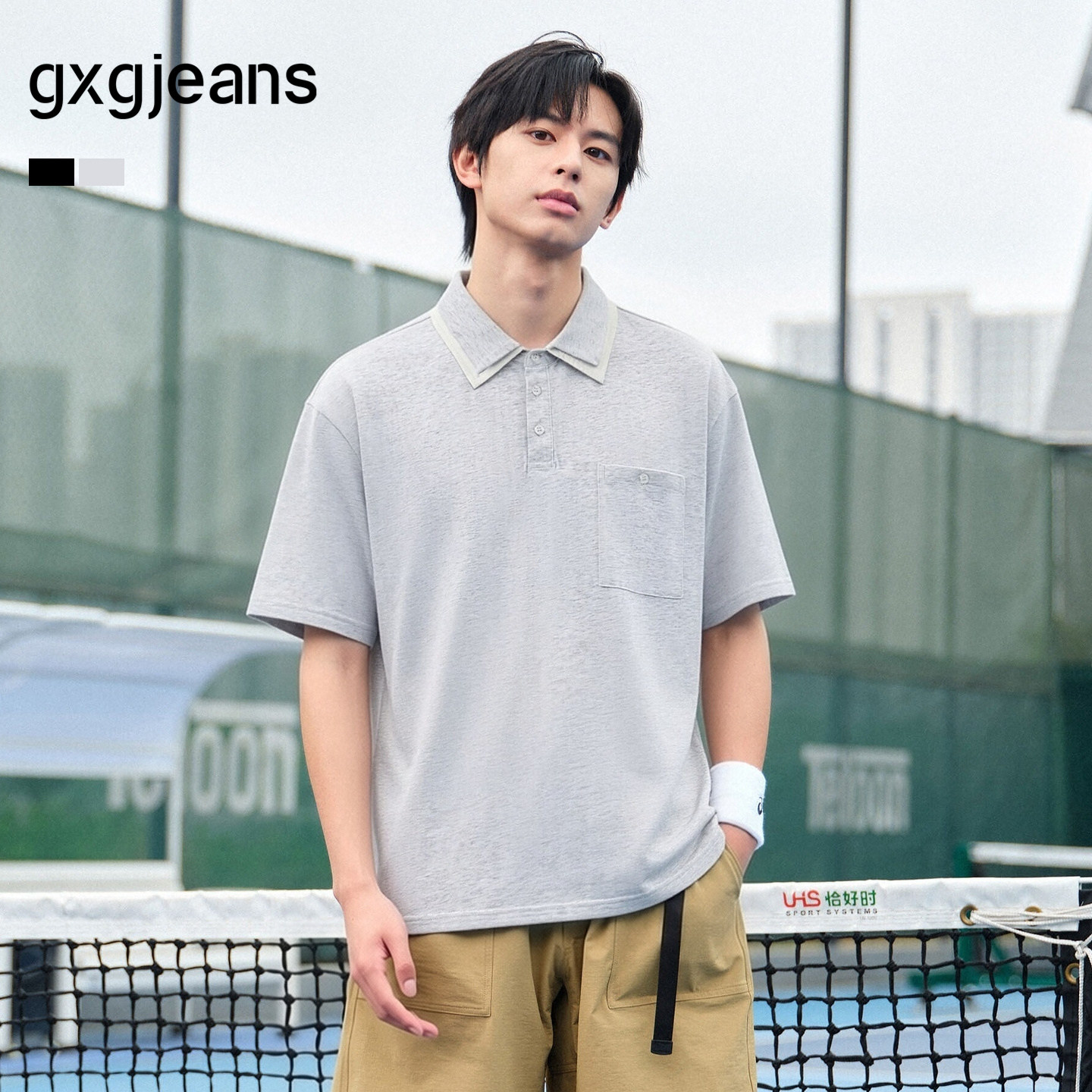 gxgjeans男装 简约通勤双层领口设计翻领短袖polo衫男 26夏新品