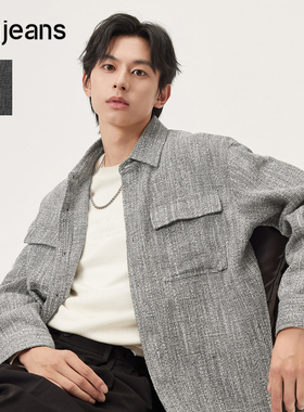 gxg.jeans男装 灰色小香风肌理潮流时尚衬衫式外套宽松 25秋新品