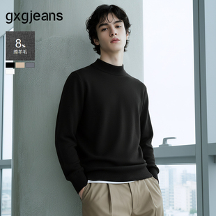 25年冬新品 打底 多色基础含羊毛半高领毛衣针织衫 gxg.jeans男装