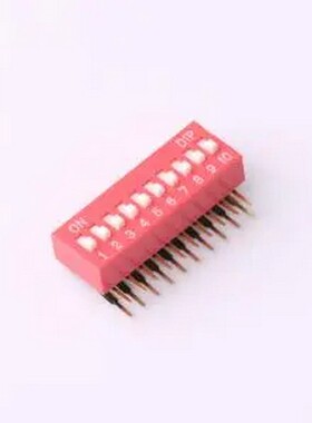 DA-10-R 拨码开关2.54mm间距,弯脚90度侧插 红色 10PIN/位 高推