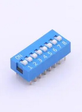 DS-08-B-T 蓝色平拨 8位 插件拨码开关 插件,P=2.54mm 拨码开关