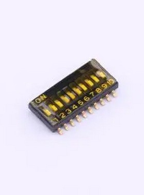YDF10ES 10位1.27MM,黑色贴膜拨码开关 SMD,P=1.27mm 拨码开关