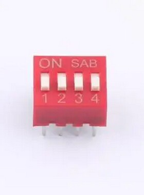 BSE04GR 2.54mm间距4P 红色插件拨码开关 插件,P=2.54mm 拨码开关