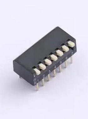 DSPV-07-LD-GET 2.54mm间距 7位 侧拨 DSPV黑色插件 拨码开关 插