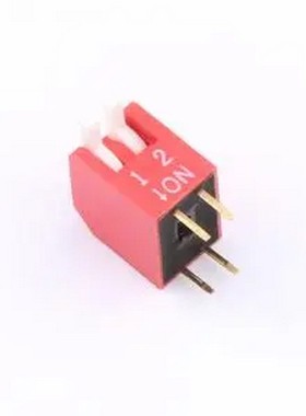 TE-02 拨码开关红色02P-180度2PIN间距2.54mm立式直插侧拨琴键式2