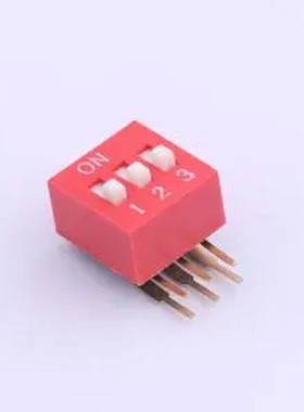 DSDA03LHGETR 2.54mm 宽体红色3位弯脚90°拨码开关 插件,P=2.54m