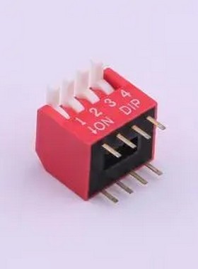 TE-04 拨码开关红色04P-180度4PIN间距2.54mm立式直插侧拨琴键式4