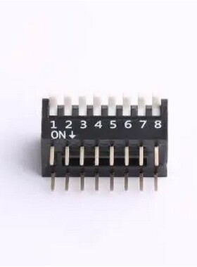DP-08-K-T 8位 2.54mm间距 宽体黑色侧拨 DIP拨码开关 管装 插件,
