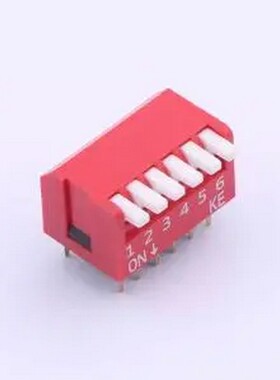 DSDP06LHGETR 2.54mm 宽体红色6位琴键式拨码开关 插件,P=2.54mm