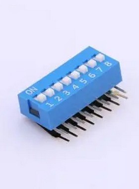 DA-08-B-T 蓝色90度弯脚 8位 DIP拨码开关 插件,P=2.54mm 拨码开