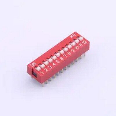 DSWB12LHGETR 2.54mm 宽体红色12位插件拨码开关 插件,P=2.54mm