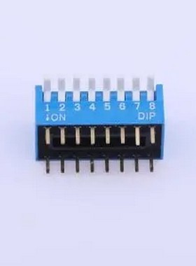 TE-08R 拨码开关蓝色08P-180度 间距2.54mm 立式直插侧拨琴键式8