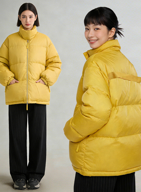 90白鸭绒！立领细小格纹冬季新款保暖高级感羽绒服女韩版宽松外套