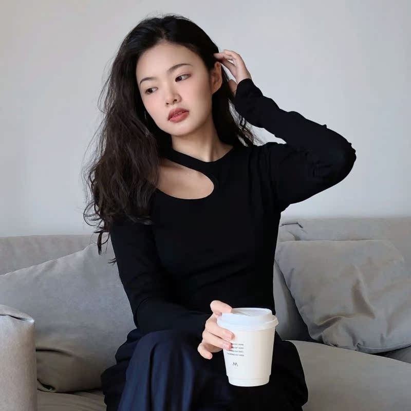 小众棉质长袖亲肤弹力针织衫女