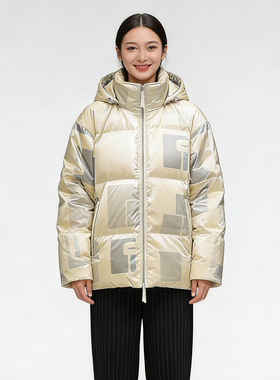 90白鸭绒！男友风宽松情侣款免洗羽绒服女冬季设计感连帽保暖外套