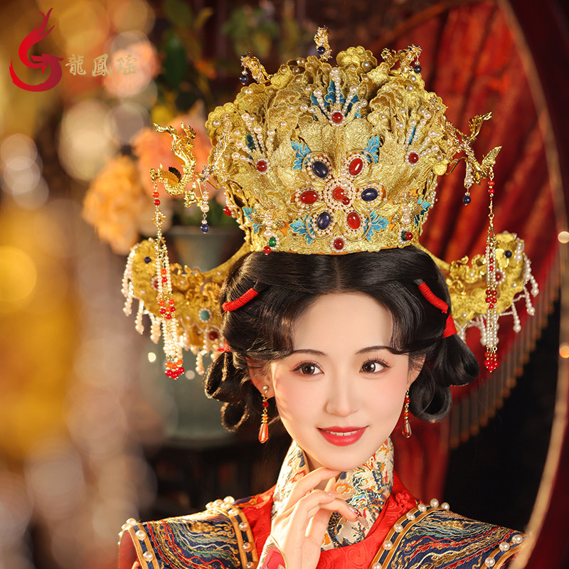 龙凤瑶原创汉服婚服大凤冠中式明制婚礼新娘头饰手工奢华发冠头冠