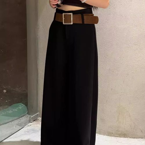 十三行CC+810秋冬新款西装裤显瘦高腰阔腿裤呢料加绒保暖女长裤子