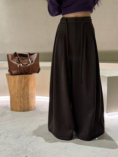 十三行CC+835冬新款呢料裤子显瘦高腰阔腿裤加绒保暖女长款休闲裤