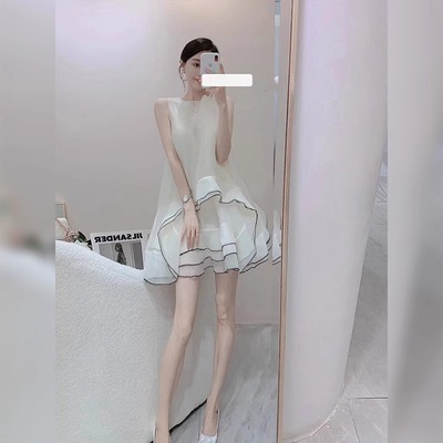 法式富家千金成人礼生日party小礼裙小个子无袖别致绝美连衣裙夏