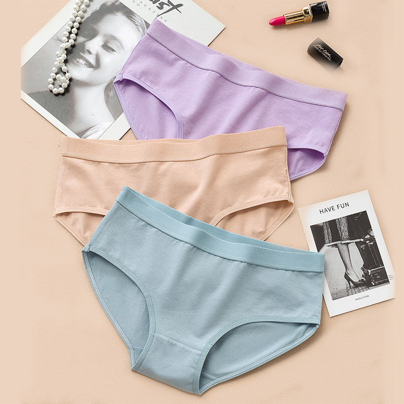 4条装纯棉内裤女士中腰棉质面料透气舒适性感纯色三角裤短裤头,女士内衣/男士内衣/家居服,女三角裤,淘宝优惠券,粉丝福利购,淘宝优惠卷