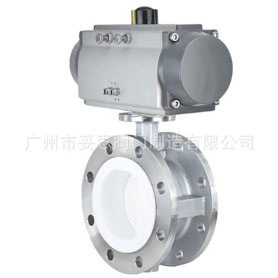 不锈钢气动衬氟法兰蝶阀耐酸碱防腐蚀全衬四氟调节阀D941F46