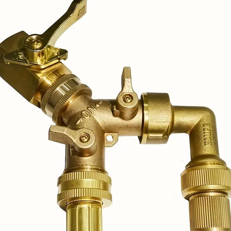 花园软管 Y 阀软管分离器黄铜软管分离器带实心黄铜手柄适配器