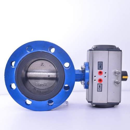 D641X-16气动双法兰软密封蝶阀 污水气动开关阀门 防爆切断阀100