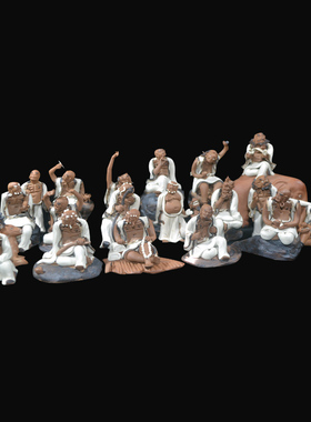 陶瓷十八罗汉假山流水造景摆件