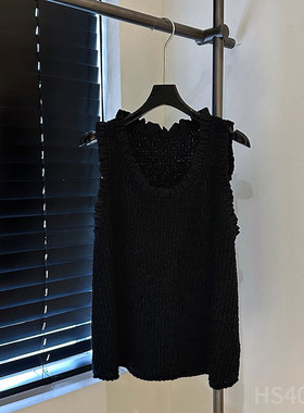 BBLY欧洲站小众南油高端小众英伦风木耳花边拼布背心立体廓形上衣