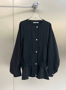 BBLY欧洲站小众FANLEONA双排扣设计感上衣收腰荷叶摆长袖百搭外套