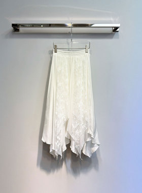 BBLY欧洲站小众南油高端高腰显瘦中长裙蕾丝拼接设计不规则半身裙