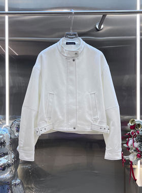 BBLY欧洲站小众学院风立领简约时尚宽松白色夹克高腰半身裙套装女