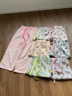 实拍正版小熊印花阔腿裤家居裤休闲裤女夏季睡裤遛弯长裤格子裤子