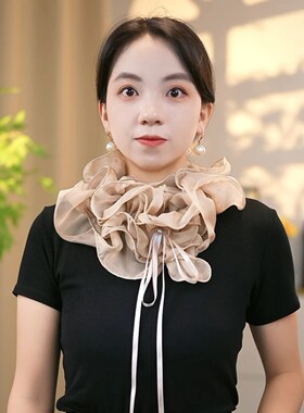 2026新款韩版网纱蝴蝶结假领