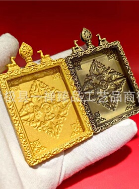 精品纯铜双鹿防水唐卡盒子嘎乌盒吊坠窗口4*5cm青海西藏手绘专用