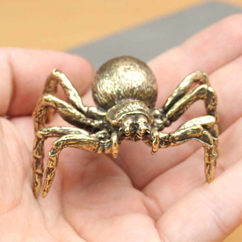个性金属纯黄铜小摆件蜘蛛茶宠小铜器复古桌面工艺品摆件手把件,特色手工艺,其他特色工艺品,淘宝优惠券,粉丝福利购,淘宝优惠卷