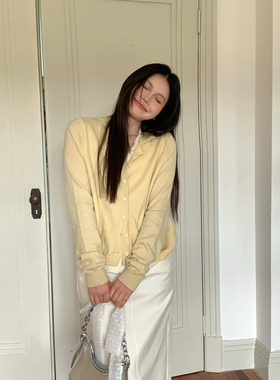 MOTOO自制假两件针织开衫女2025春款毛衣新款显瘦百搭长袖上衣