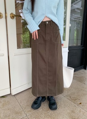 牛仔开叉半身裙高腰秋冬韩系