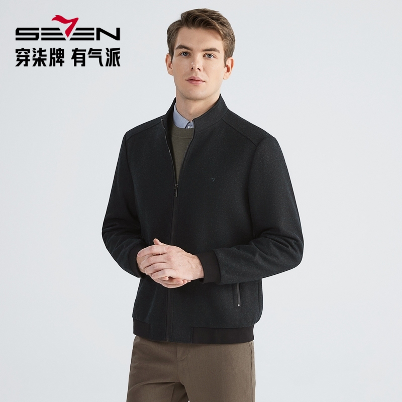 含羊毛针织面料 立领+拉链门襟 防风保暖