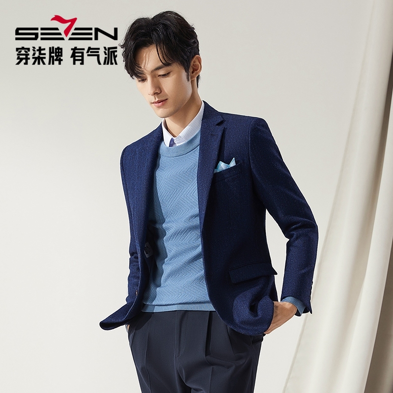 纯羊毛平驳领单西 商务百搭